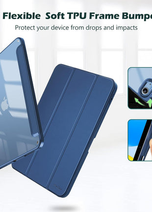 ProCase for iPad A16 11th/10th Generation Case with Pencil Holder, Navy | 11 Inch 2025/10.9 Inch 2022, Hybrid Cover a16 iPad Case 11th/10th Generation, Clear Back Soft TPU Bumper, Auto Wake/Sleep