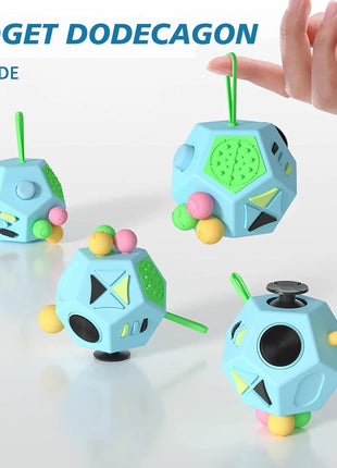 Fidget Dodecagon-12 Sided Fidget Toy Stress Relief Cube for Children and Adults, Silent Compact Classroom Gifts Stocking Stuffers for Teen Boys, Kids(B3 Blue Sky)