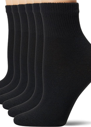 Hanes Women's Crew, Ankle & No Show Socks, 6 Pairs, Cushioned Quarter Socks for Women, Shoe Sizes 5-9 & 8-12