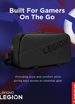 Lenovo Legion Sling Bag, Waterproof Carrying Case Bag for Legion Go Gaming Console, Black, Custom Fit Console Carrier, Adjustable Shoulder Strap, Multiple Compartments, Durable and Stylish Design