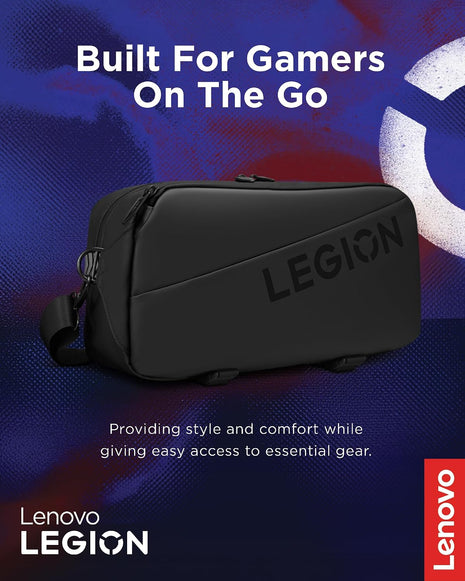 Lenovo Legion Sling Bag, Waterproof Carrying Case Bag for Legion Go Gaming Console, Black, Custom Fit Console Carrier, Adjustable Shoulder Strap, Multiple Compartments, Durable and Stylish Design