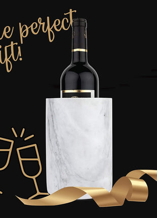 Homeries Marble Wine Chiller Bucket - Wine & Champagne Cooler for Parties, Dinner – Keep Wine & Beverages Cold, Wine Chillers for Bottles – Holds Any 750ml Bottle (Black)