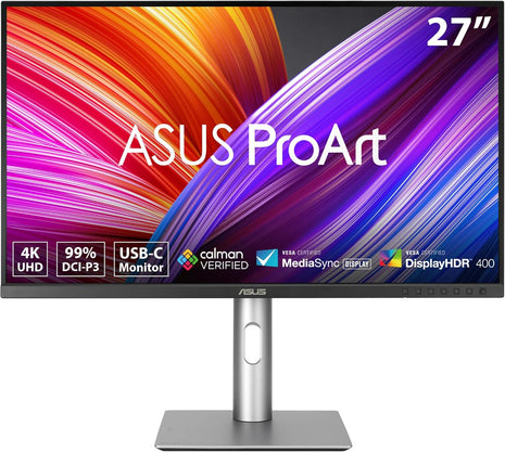ASUS ProArt Display 27" 4K HDR Professional Monitor (PA279CRV) - IPS, UHD (3840 x 2160), 99% DCI-P3/Adobe RGB, ΔE < 2, Calman Verified, USB-C PD 96W, DisplayPort, Daisy-Chain, Ergonomic, 3yr Warranty