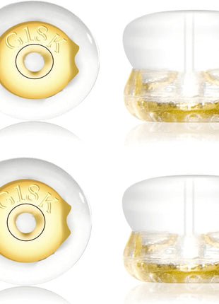 Earring Backs,18K Gold Silicone Earring Backs for Studs/Droopy Ears,Locking Secure Earring Backs for Heavy Earring,No-Irritate Hypoallergenice Soft Clear Earring Backs for Adults