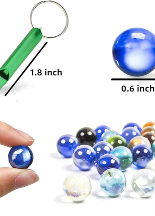 POPLAY 50 PCS Marbles Bulk with Whistle, 0.56 Inch Glass Marbles for Kids | Canicas for Kids, Marble Games Accessories, DIY, Home Decor, Vase Fillers