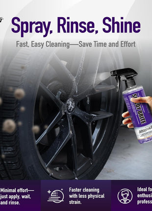 Nanoskin SPEEDY BRITE Pro Grade Wheel & Tire Acid Cleaner, 1 gallon - Chrome & Coated Wheel Safe, Cleaning with Organic Acid | Removes Brake Dust & Road Grime for Auto Detailing, Body Shop Safe