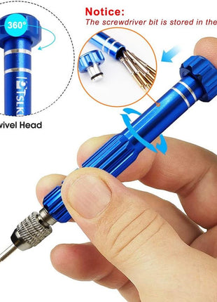 5-in-1 Multifunctional Small Screwdriver, PTSLKHN S2 Steel Magnetic Screwdriver Kit for Eyeglass, Sunglasses, Electronics, Cellphone, Jewelry and More