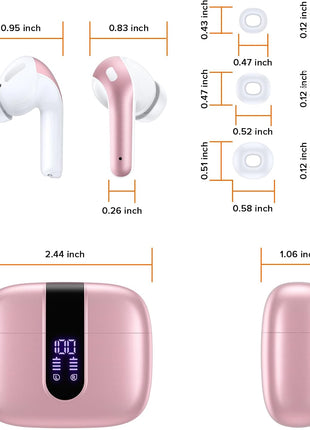 TAGRY Bluetooth Headphones True Wireless Earbuds 60H Playback LED Power Display Earphones with Wireless Charging Case IPX5 Waterproof in-Ear Ear buds with Mic for TV Smart Phone Laptop Computer Sports