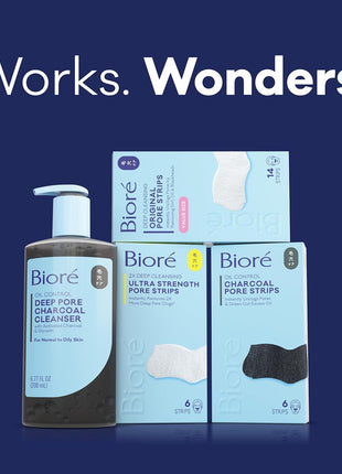 Biore Deep Pore Charcoal Face Wash For Oily Skin, 6.77 fl oz | Daily Facial Cleanser, Removes Dirt & Makeup, Charcoal Formula, Deep Pore Cleansing