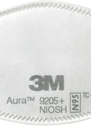 3M Aura Particulate N95 Respirator 9205+, Flat Fold Lightweight Design, Non-Valved, 20 Count (Pack of 1)