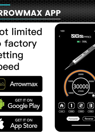 AM ARROWMAX Smart Engraving Pen, HollowCup Motor, 42 Bits with Aluminum Case, OLED, Magnetic Charge, Mini Electric Engraving Tool for Metal, Wood, Glass and Plastic (SGS PRO)