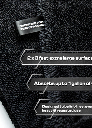 Blackline 24 inchx36 inch Twisted-Loop Car Drying Towel, 1300GSM, Streak Free, Lint Free, Reusable - Car Accessories, Microfiber Cleaning Cloth for Car, Truck, SUV - One Pass is All You Need