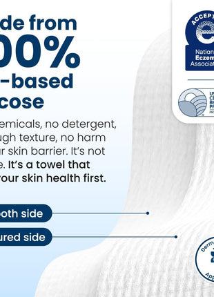 Clean Skin Club Clean Towels XLｮ, 100% USDA Biobased Face Towel, Disposable Face Towelette, Eczema Association Accepted, Makeup Remover Dry Wipes, Ultra Soft, 1 Pack, 50 Ct