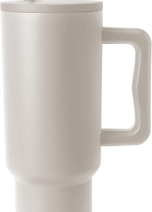 Simple Modern 40 oz Trek Tumbler with Handle and Straw Lid | Cup Holder Friendly Insulated Stainless Steel Travel Mug | Almond Birch