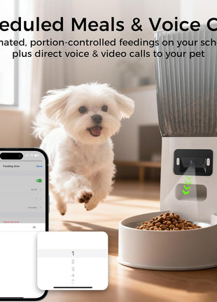 Automatic Cat Feeder with Wide-Angle Camera, 5L(Double-Bowl pro) | Auto Dog Food Dispenser , App Control, 1080P Night Vision,Motion Detection, Two-Way Audio, Large Hopper, Feeding Timer