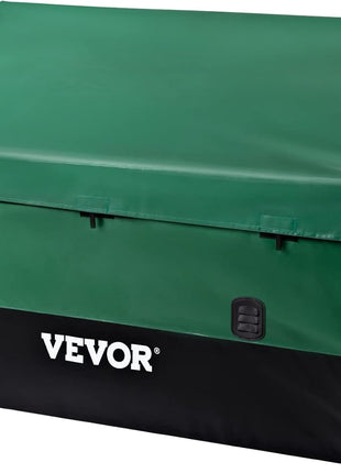 VEVOR Outdoor Storage Box, 230 Gallon Waterproof PE Tarpaulin Deck Box w/Galvanized Frame, All-Weather Protection & Portable, for Camping, Garden, Poolside, and Yard, Black & Green