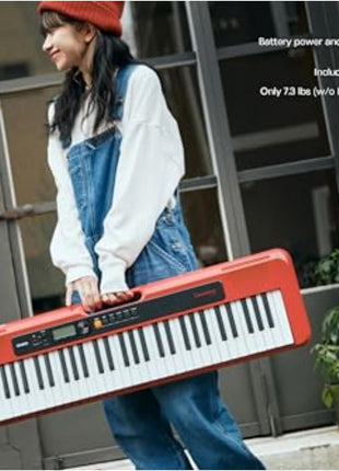 Casio Casiotone CT S200RD ? 61 Key Portable Keyboard for Beginners | 400 Tones, 77 Rhythms, LCD Display, Dance Music Mode, USB MIDI, Stereo Speakers | Includes Power Supply & Music Rest | Red
