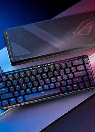 ASUS ROG Falchion Ace HFX Hall Effect Gaming Keyboard 65% TKL, Dual USB-C, Magnetic Switches, Rapid Trigger, Speed Tap, 8000 Hz Polling, Touch Panel, Portable, Protective Cover, PBT Keycaps - Black