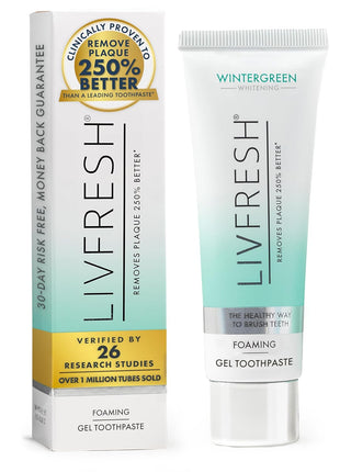 LIVFRESH Toothpaste Gel, Clinically Proven to Remove Plaque 250% Better, Improves Gum Health 190% Better, Prevents & Reduces Tartar, Freshens Breath, SLS Free Dental Gel, Wintergreen