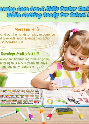 ALIANFLY Preschool Learning Activities Educational Workbook - Toddler Prek Montessori Handwriting Practice Activity Tracing Toys Busy Book for Kids, Autism Learning Materials and ABC Learning Book