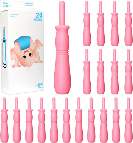 uhfi Gas and Colic Reliever for Babies, 20 Count Natural Solution Effective Instant Constipation Gas Relief for Babies Boys Girls Colic and Gas Relief, Pink
