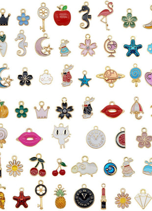 30pcs Mixed Enamel Charms Pendants for Jewelry Making Bulk lot Necklace Earrings Bracelet Craft Findings