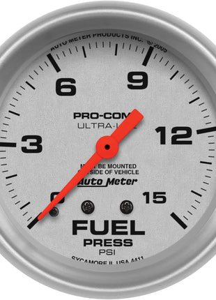 Auto Meter 4411 Ultra-Lite Mechanical Fuel Pressure Gauge, 2-5/8 inch (66.7mm)