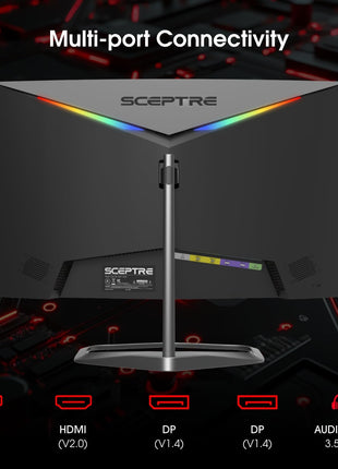 Sceptre Curved 24.5-inch Prime Gaming Monitor up to 240Hz 1080p R1500 1ms DisplayPort x2 HDMI x2 Blue Light Shift Build-in Speakers, Machine Black 2025 (C255B-FWT240 Series)