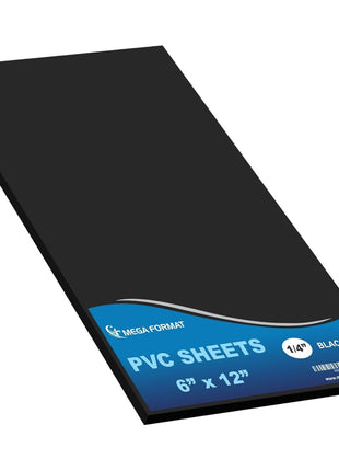 Mega Format Expanded PVC Plastic Sheets - 6" X 12" Rigid Black Sheet for Crafts, Signage, & Displays - Sintra, Celtec PVC Board - Waterproof for Outdoors Use - 1/4" 6mm Thick - 1-Pk-Black