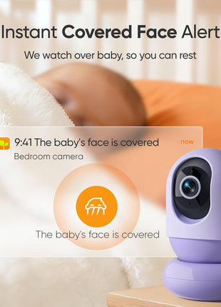 Monai 3K Smart Baby Camera with 8H Portable Battery, Eye-Safe 950nm Night Vision, Secure WiFi Baby Camera Monitor with App, 24/7 Monitoring, 7 Safety Features & AI Assistant, Cry & Covered Face Alert