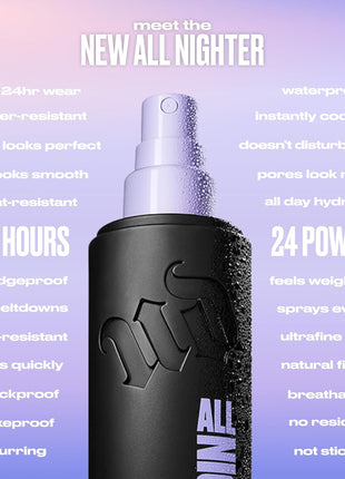 Urban Decay All Nighter Waterproof Makeup Setting Spray - Up to 24HR Wear, Natural Finish, Ultra-Fine Facial Mist, Transfer-Resistant, Foundation Face Primer, Hydrating, For All Skin Types