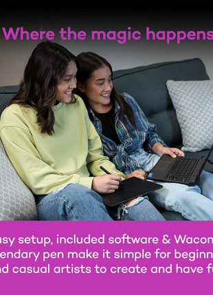 Wacom Intuos Small, Bluetooth Graphic Drawing Tablet with Pen + Software | Battery-free pen, 4 ExpressKeys for shortcuts, works with Mac, Windows & Chromebook; Ideal for creators, students & teachers