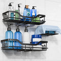 OMAIRA 3 Pack Shower Caddy with Soap Holder, Adhesive Rustproof No drill Strudy Loading Inside Shower Organizer Shelves Rack Storage Bathroom Organization for Smooth Wall Glass Tile, Black (Large)