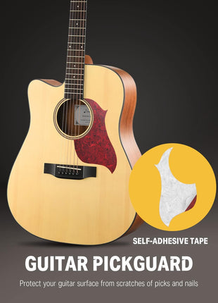 Donner Left Handed Acoustic Guitar Kit for Beginner Adult Full Size Cutaway Lefty Acustica Guitarra Bundle Set with Bag Strap Tuner Capo Pickguard String, 41 Inch, DAG 1CL