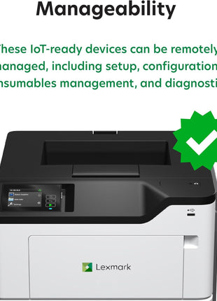 Lexmark MS631dw Monochrome Laser, Duplex (2-Sided) Printing: Integrated Duplex, Print Speed: Up to 50 ppm, Energy Star, 2.8 inch (7.2 cm) Color Touch Screen (38S0400)