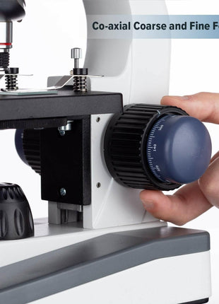 AmScope M150 Series Portable LED Monocular Student Compound Microscope - 40X-1000X Magnification - Microscope Kit Includes Dust Cover, 2 Clips & 2 Eyepieces