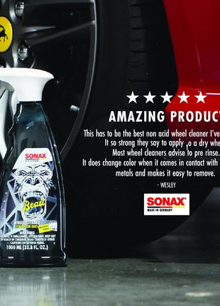 SONAX Beast Wheel Cleaner | Brake Dust Cleaner | Color Changing Rim Cleaner | Strong Wheel Cleaner | Easy Wheel and Rim Cleaner | Removes Baked On Brake Dust | 1 Liter | 33.8 fl oz