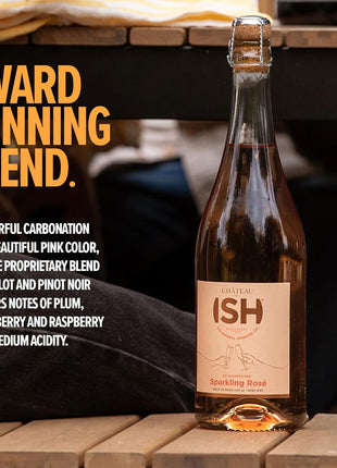 Chateau del ISH Sparkling Non Alcoholic Rose, Award Winning Non-Alcoholic Spirits, Gluten Free, Low Calorie, Zero Proof, Alcohol Free Wine with Dealcoholized Pinot Noir & Merlot Grapes, 750 ml Bottle