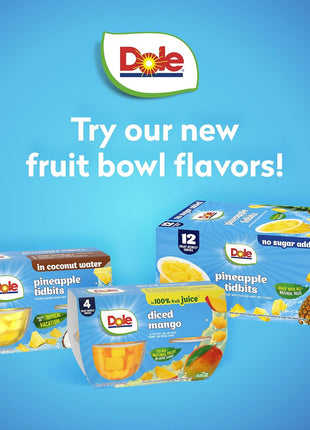 Dole Diced Peaches in 100% Juice - Dole Fruit Bowls Snacks - 4 oz Fruit Bowls - 12 Pack