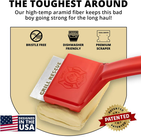 Grill Rescue BBQ Replaceable Cleaning Head, Bristle Free Grill Brush- Durable and Unique Grill Tools for Cast Iron or Stainless-Steel Grates, Barbecue Cleaner