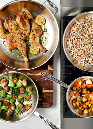 All-Clad D3® Stainless Steel 12 inch Frying Pan With Lid- Made in the USA- The Original Bonded Professional Cookware- Oven Safe & Induction Compatible