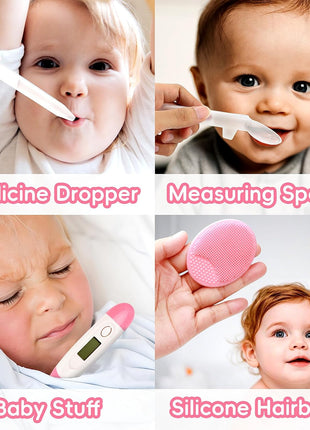 Baby Grooming Kit, Infant Safety Care Set with Hair Brush Comb Nail Clipper Nasal Aspirator,Baby Essentials Kit for Newborn Girls Boys (Pink Baby Grooming kit)