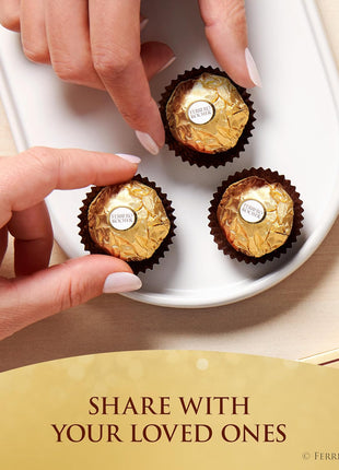 Ferrero Rocher Gourmet Hazelnut Milk Chocolate Gift Box, 24 Individually Wrapped Treats, 10.6 oz
