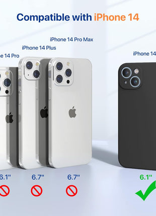 miracase Designed for iPhone 14 Case,[Upgraded Enhanced Camera Protection],Shockproof Liquid Silicone Case with Microfiber Lining, 6.1 inch,Black