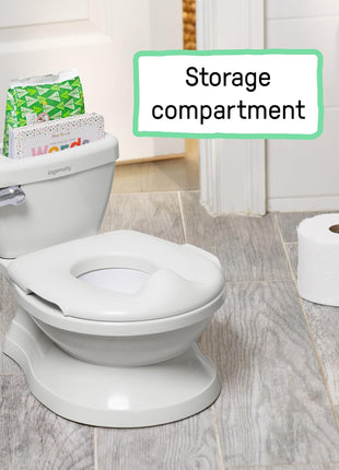 Ingenuity My Size Potty Pro 2-in-1 Potty Training Toilet, Floor Potty with Removable Potty Seat for Standard Toilets, Realistic Flushing Sound, For Toddlers Ages 18+ months, Up to 50 lb