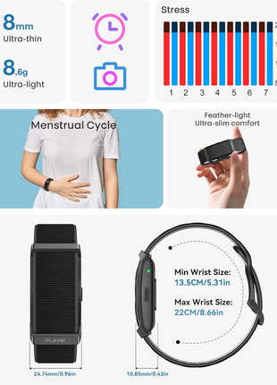 Smart Bracelet, Health Fitness & Activity Tracker with All-Day Continuous Heart Rate/Blood Pressure Monitor, Sleep Tracker, 170+ Sport Modes, 60 Day Battery & Free App, IP68 Smart Band for Android IOS