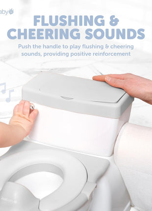 Jool Baby Real Feel 2-in-1 Potty with Wipes Storage, Flushing Sounds & Disposable Liners - Realistic Toilet - Easy to Clean & Assemble (Gray)