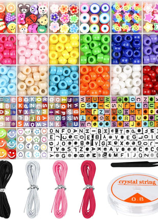 Dowsabel Bracelet Making Kit, Beads for Bracelets Making Pony, Kandi, Polymer Clay, Smile Face & Letter Beads for Jewelry Making, DIY Arts and Crafts Gifts Toys for Girls Age 6-12