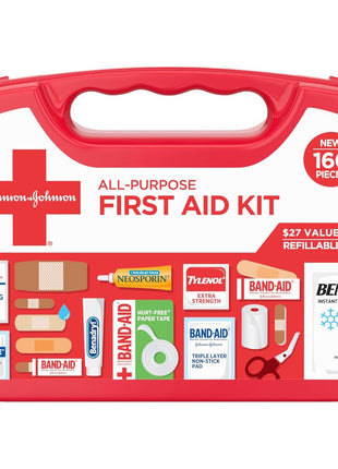 All-Purpose Portable Compact First Aid Kit for Minor Cuts, Scrapes, Sprains & Burns, Perfect for Home, Car, Travel, Camping Essentials & Outdoor Emergency Kit, 160 Pieces