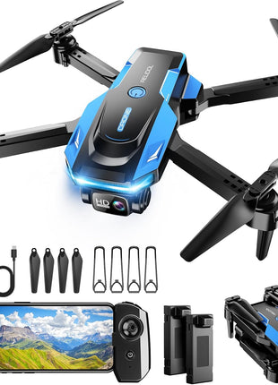 Drone with 1080P Camera - Foldable Remote Control Quadcopter with Gesture Control, 3D Flip, One Key Start, Emergency Stop, 2 Batteries, Easier to use, Toy for Kids Adult Beginners